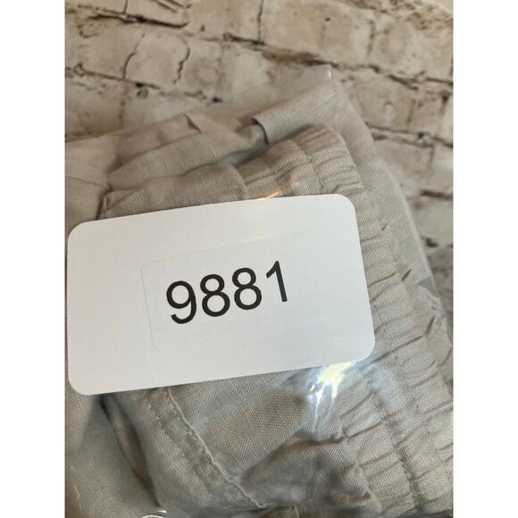 Ellen Tracy Linen Pants Womens Large Tan Relaxed Beachy Lagom Neutral Drawstring - Picture 13 of 16